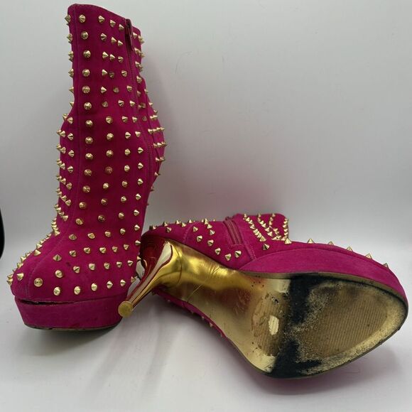 Goldfish Women Sz 9-9.5M Pink Stiletto 5" Hi Heels Shoes Spike Dancer Glam Rock - Picture 7 of 7